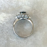 Vintage Platinum Sapphire and Diamond Cluster Ring - KFK, Inc.