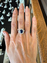 Vintage Platinum Sapphire and Diamond Cluster Ring - KFK, Inc.
