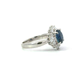 Vintage Platinum Sapphire and Diamond Cluster Ring - KFK, Inc.