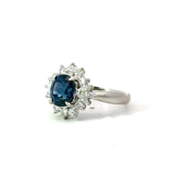Vintage Platinum Sapphire and Diamond Cluster Ring - KFK, Inc.