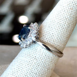 Vintage Platinum Sapphire and Diamond Cluster Ring - KFK, Inc.