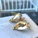 Vintage Retro 14KT Yellow Gold and Ruby Brooch Clip Set - KFK, Inc.