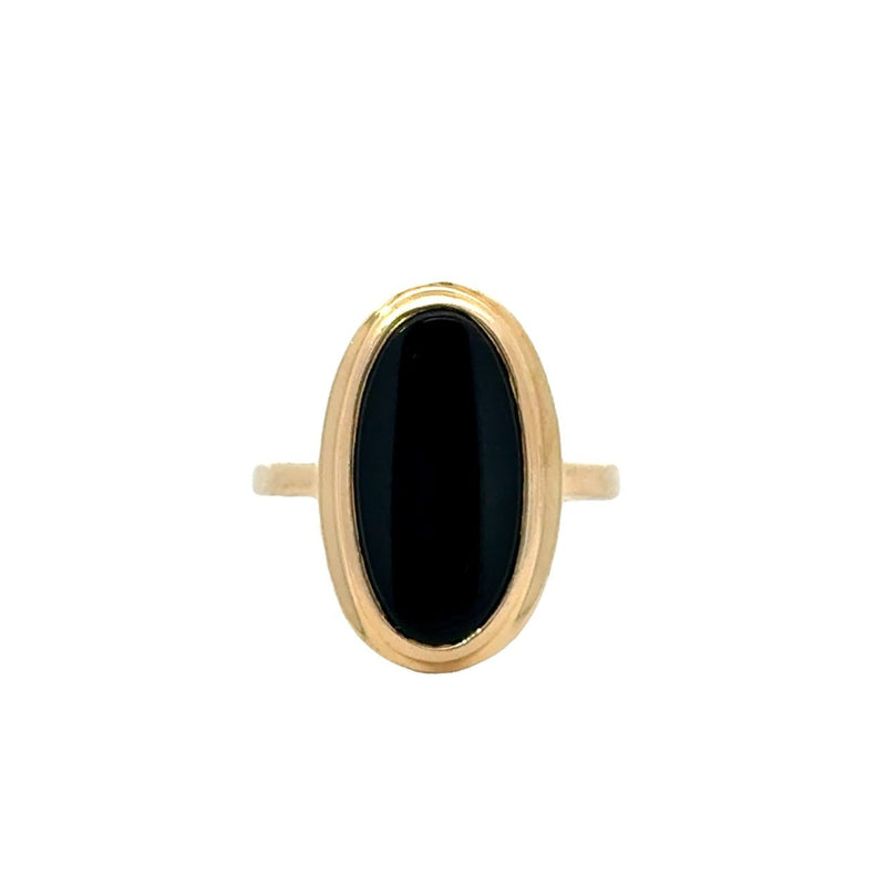 Vintage Retro 14KT Yellow Gold Oval Onyx Signet Ring - KFK, Inc.