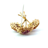 Vintage Tiffany & Co 18KT Yellow Gold Ruby Floral Brooch - KFK, Inc.