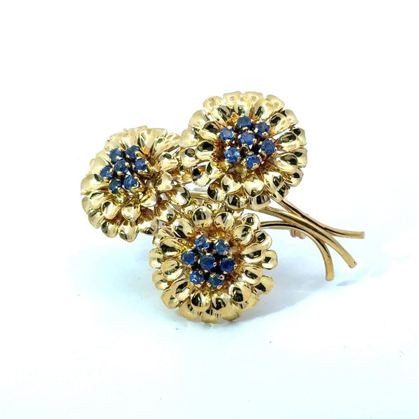 Vintage Tiffany & Co 18KT Yellow Gold Sapphire Brooch - KFK, Inc.