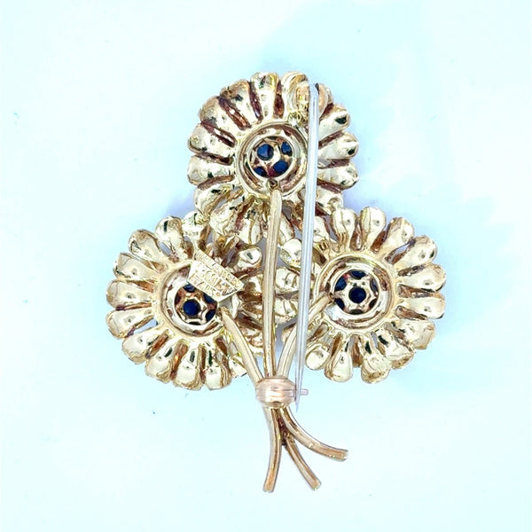 Vintage Tiffany & Co 18KT Yellow Gold Sapphire Brooch - KFK, Inc.