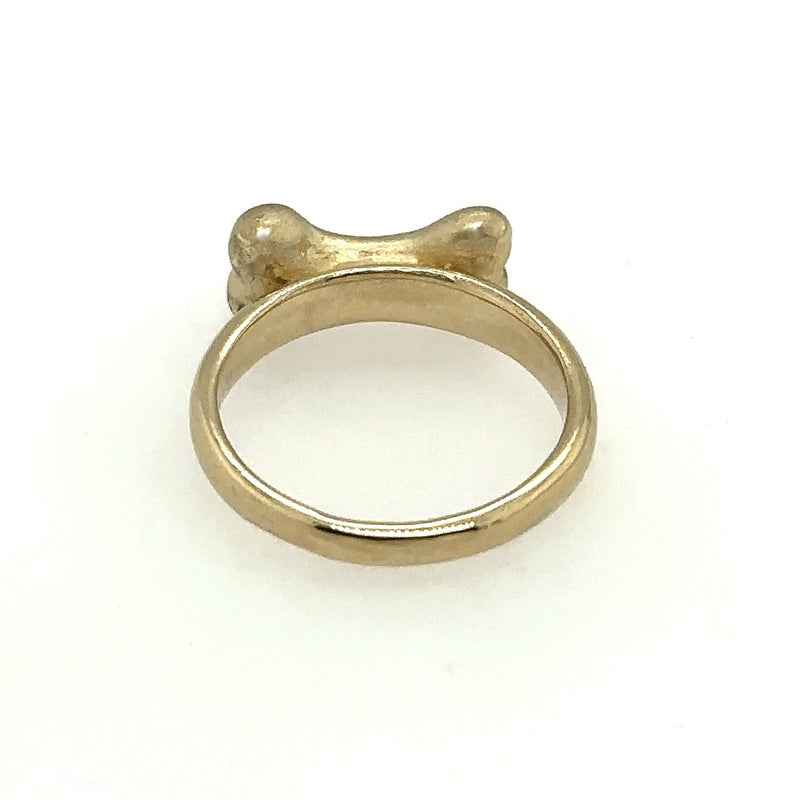 14KT Gold Dog Bone Ring with Diamond Accents - KFKJewelers