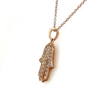 14KT Rose Gold Diamond Hamsa Necklace - KFKJewelers