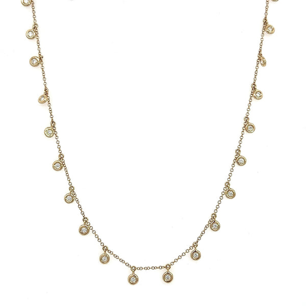 14KT Yellow Gold .50CT Hanging Bezel Diamond Necklace - KFK, Inc.