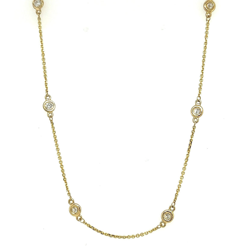 14KT Yellow Gold Necklace 1CT Bezel-Set Diamond Necklace - KFKJewelers
