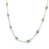 14KT Yellow Gold Necklace with Bezel-Set Emeralds - KFKJewelers