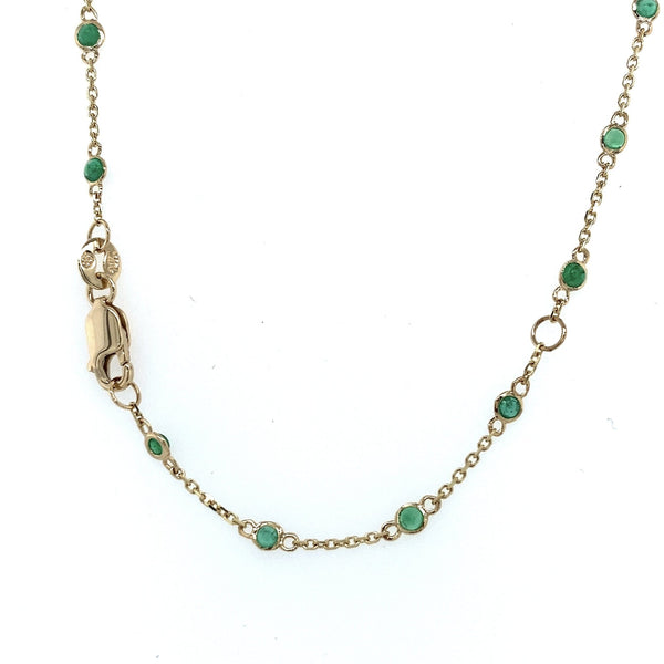 14KT Yellow Gold Necklace with Bezel-Set Emeralds - KFKJewelers