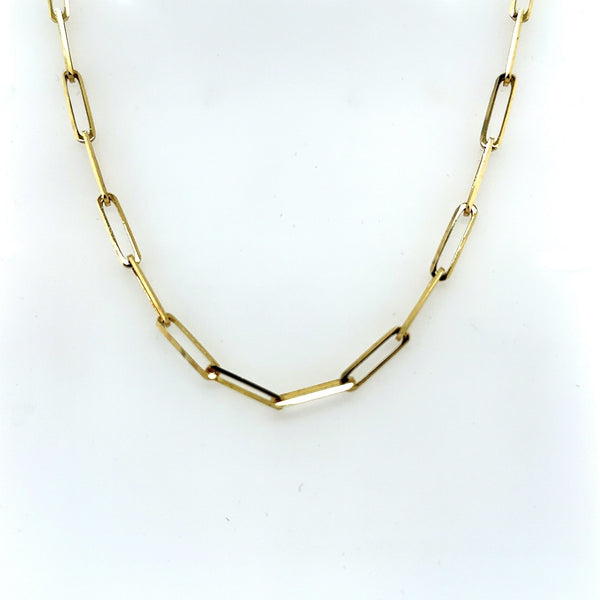 14KT Yellow Gold Paperclip Chain, 17" inches - KFKJewelers