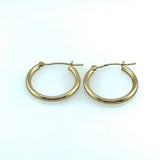 14KT Yellow Gold Tube Hoop Earrings, .75" Inch - KFK, Inc.