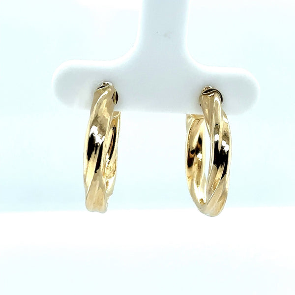 14KT Yellow Gold Twist Hoop Earrings, .75" Inches - KFK, Inc.