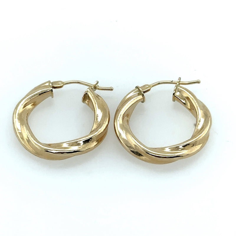 14KT Yellow Gold Twist Hoop Earrings, .75" Inches - KFK, Inc.