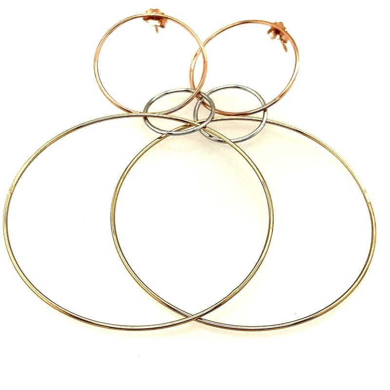 14KT Yellow, White & Rose Gold Interlocking Hoop Earrings - KFKJewelers