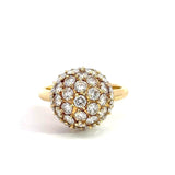 1960's 2.95CT Diamond 18KT Yellow Gold Bombe Ring - KFK, Inc.