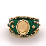1960's-Era Green Enamel and Gold Citrine Ring - KFKJewelers