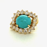 1960s-era Turquoise Ring with 1.25CT Diamonds - KFKJewelers