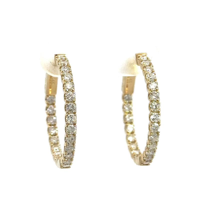 2.10CT Diamond Inside-Out Hoop Earrings, 1" inch - KFK, Inc.
