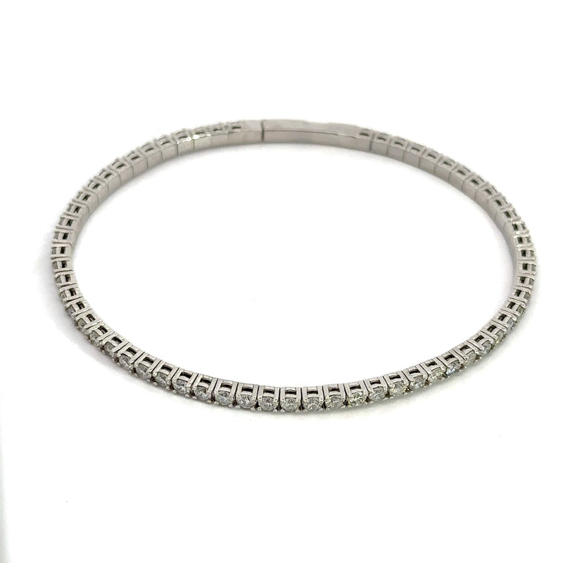 3.37CT Diamond Flexible Bangle Bracelet, 14KT White Gold - KFK, Inc.