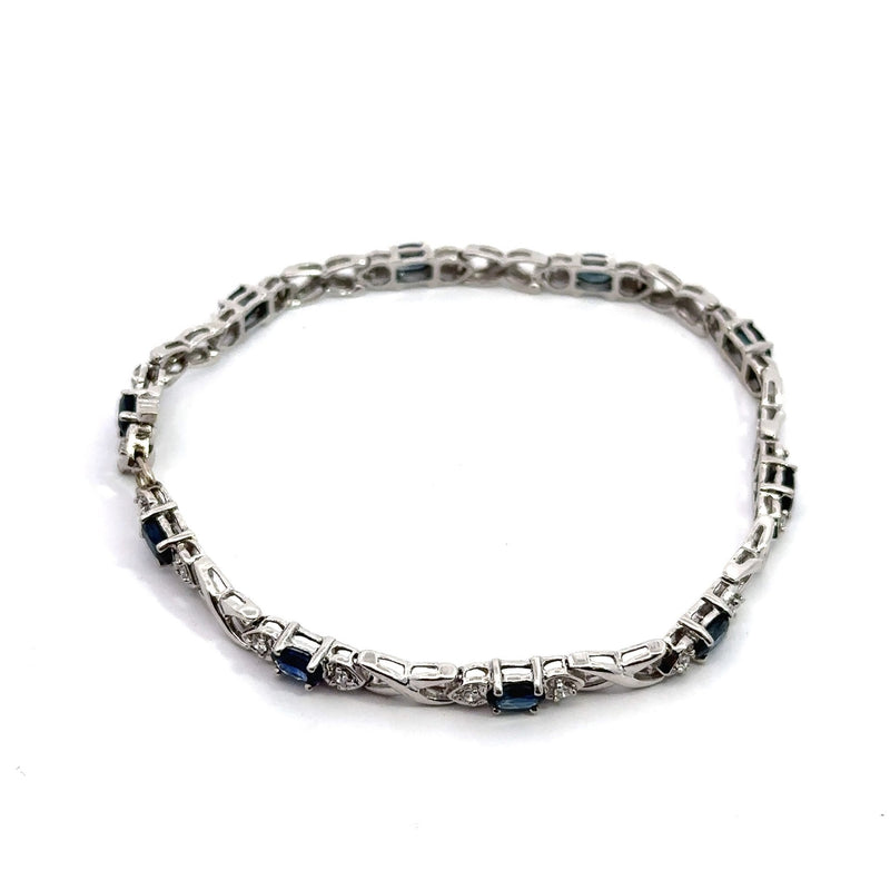 3.5CT Blue Sapphire and .40CT Diamond Bracelet - KFK, Inc.