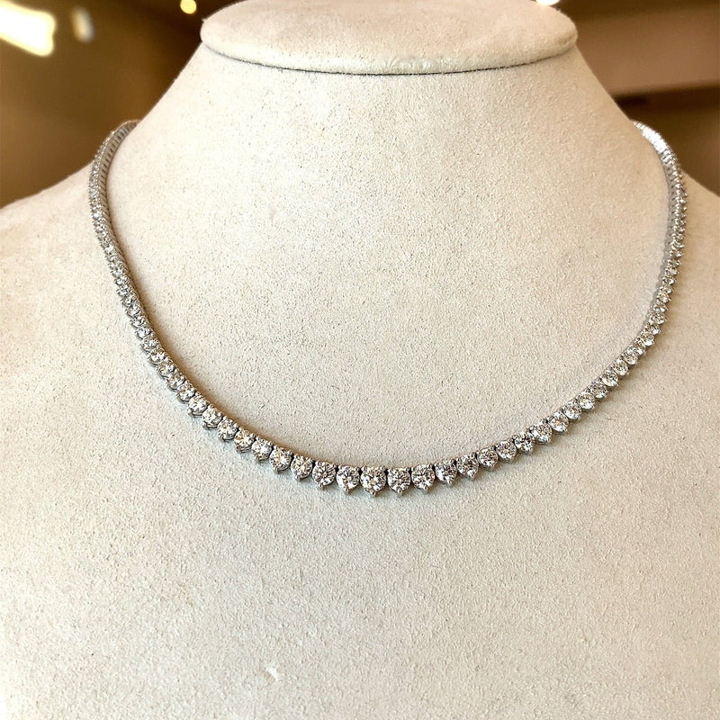14K White Gold Diamond Riviera 18 inch Necklace with Safety - Howard's DC