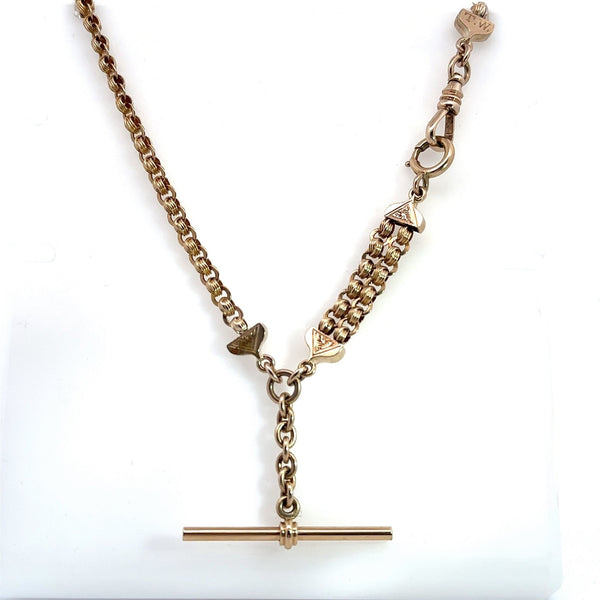 Antique 14KT Yellow Gold Rolo Chain with T-Bar, 23" Inches - KFK, Inc.