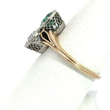 Antique Edwardian Diamond and Emerald Toi et Moi Ring - KFK, Inc.