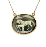 Antique Horse Cameo Pendant Necklace - KFK, Inc.