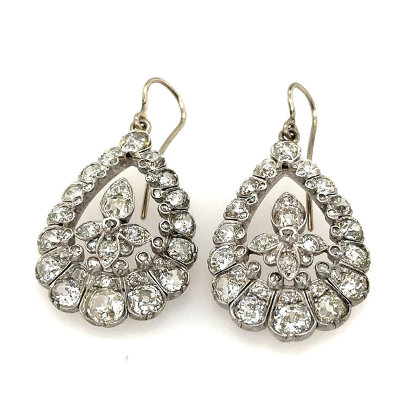 Antique Victorian 7.5CT Diamond Teardrop Earrings - KFK, Inc.