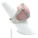 Baby Pink Coral Diamond 18KT White Gold Oro Trend Cocktail Ring - KFK, Inc.