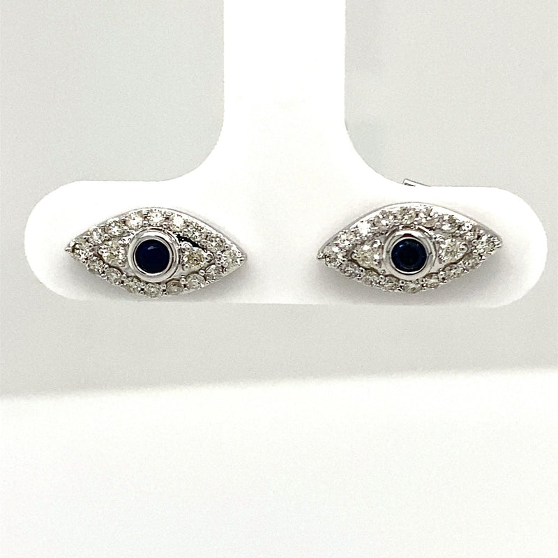 Diamond and Sapphire Evil Eye Stud Earrings - KFKJewelers