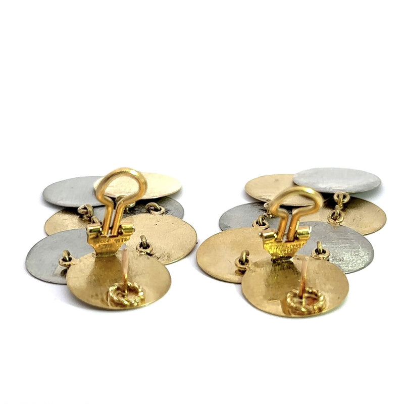 Garavelli 18KT Yellow and White Cascading Disc Earrings - KFK, Inc.