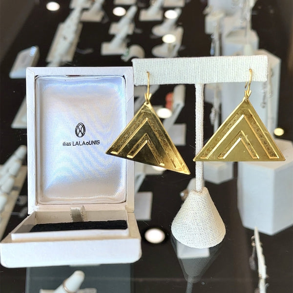 Triangle shaped gold on sale earrings