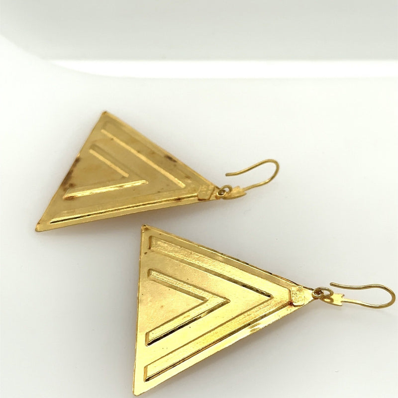 Lalaounis Greece 18KT Gold Triangle Earrings - KFK, Inc.