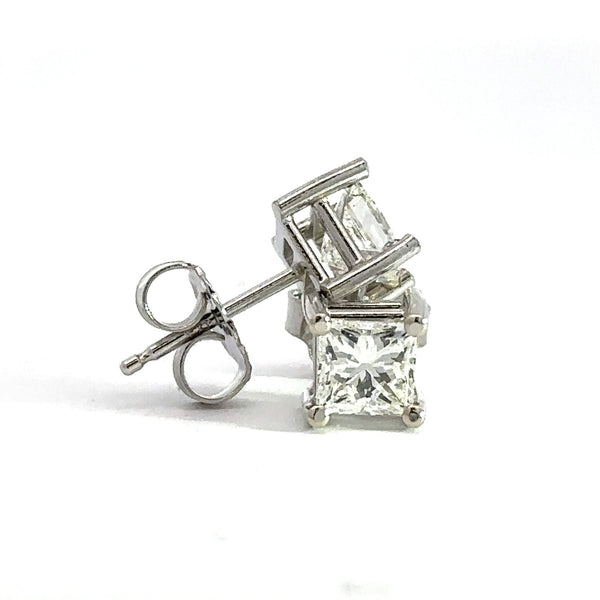 Princess-Cut 1.01CT Diamond Stud Earrings - KFK, Inc.