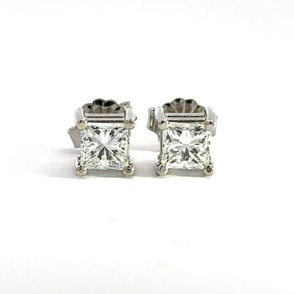 Princess-Cut 1.01CT Diamond Stud Earrings - KFK, Inc.