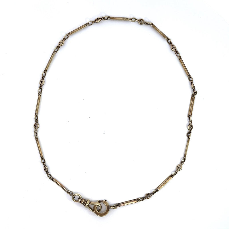 Victorian 14KT Yellow Gold Bar and Oval Link Chain, 13" Inches - KFK, Inc.