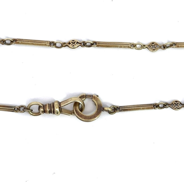 Victorian 14KT Yellow Gold Bar and Oval Link Chain, 13" Inches - KFK, Inc.