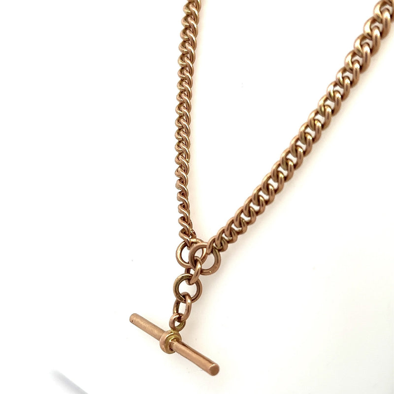 Victorian 9KT Rose Gold Curb Chain with T-Bar - KFK, Inc.