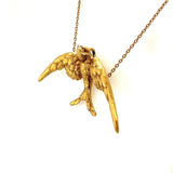 Vintage 14KT Gold Bird Pendant Necklace - KFKJewelers