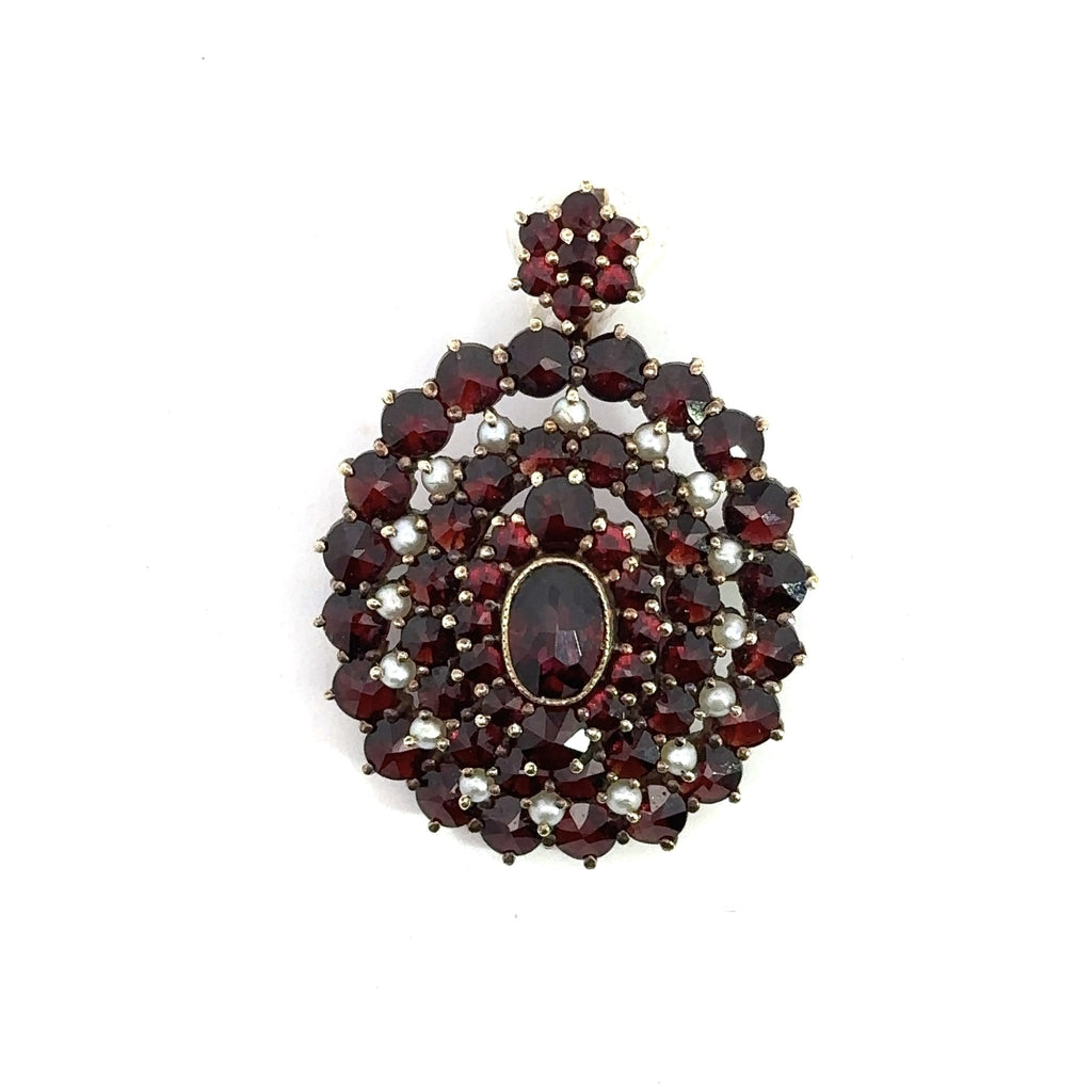 Antique 14KT Gold Bohemian Garnet and Pearl Pendant – KFK, Inc display picture 1