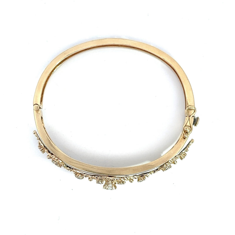 Vintage 14KT Gold & Enamel Diamond Bangle Bracelet - KFK, Inc.