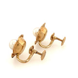 Vintage 14KT Gold Pearl Flower Stud Earrings - KFKJewelers