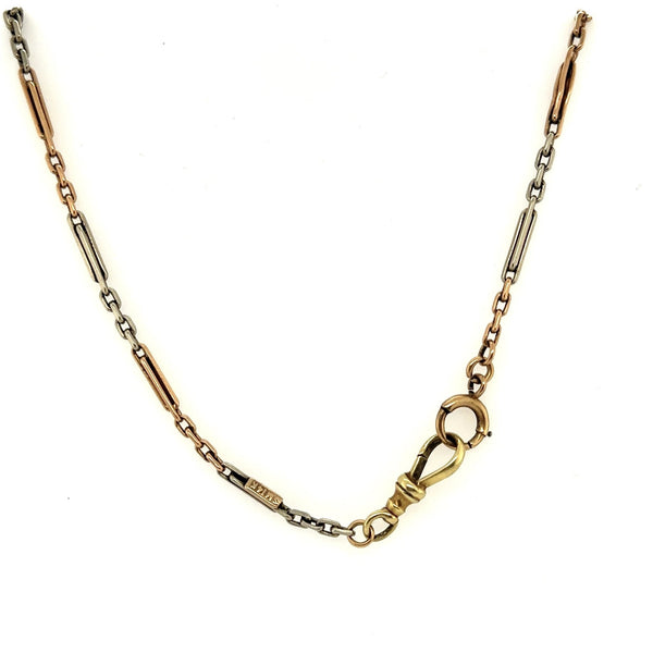 Vintage 14KT Rose and White Gold Bar Link Chain - KFKJewelers