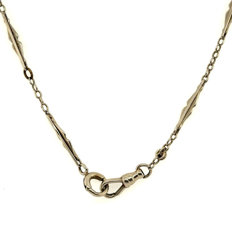 Vintage 14KT White Gold Bar Link Chain, 15