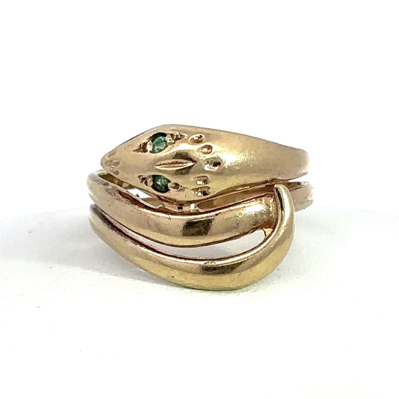 Vintage 14KT Yellow Gold Coiled Snake Ring - KFK, Inc.