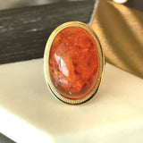 Vintage 18KT Yellow Gold Amber Cocktail Ring - KFKJewelers